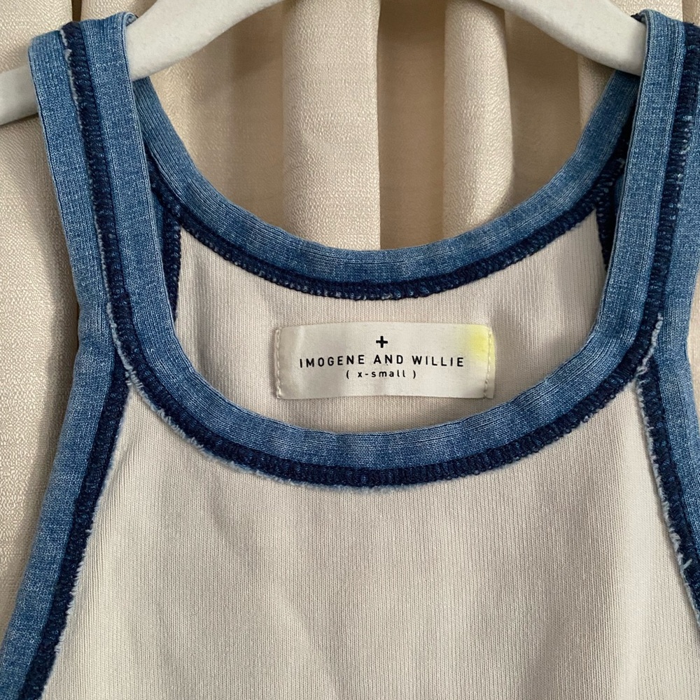 imogene + willie White Tank Top with Blue Trim